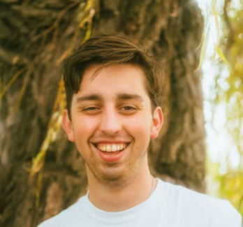 a guy in a white T-shirt